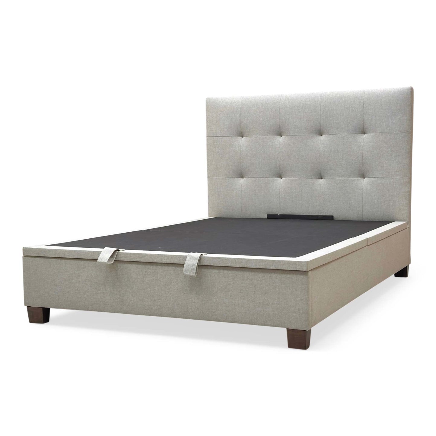 Side profile of the Hadley King bed, emphasizing the clean lines of the upholstered rails and the plush depth of the headboard.