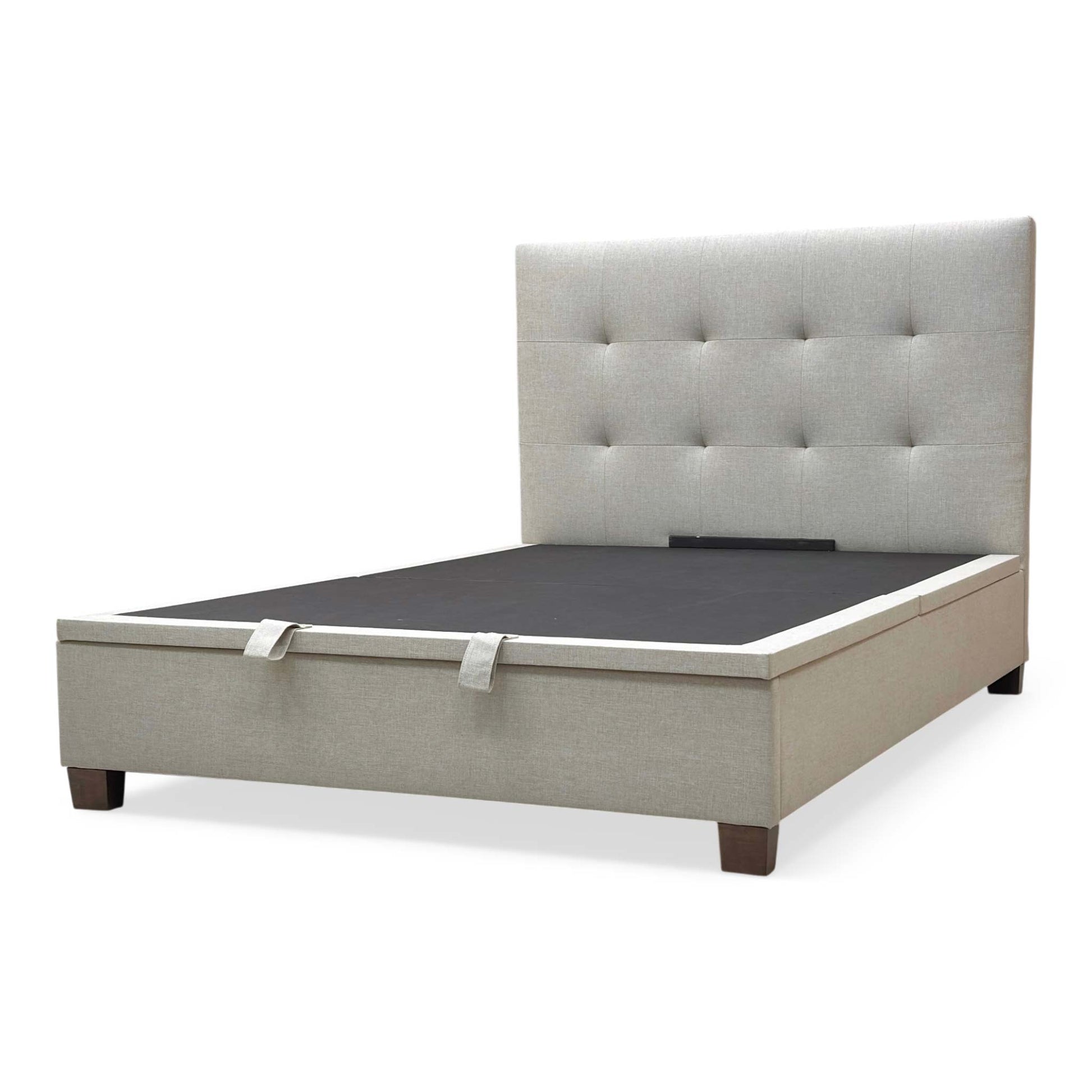 Side profile of the Hadley King bed, emphasizing the clean lines of the upholstered rails and the plush depth of the headboard.