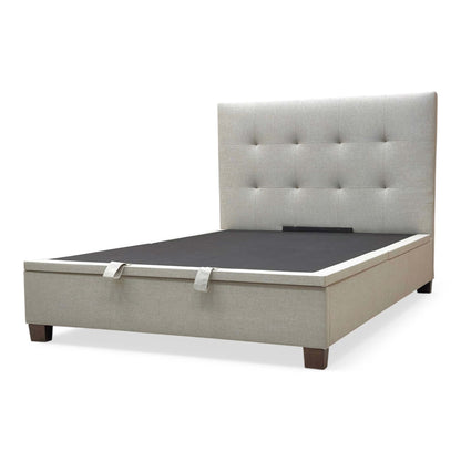 Side profile of the Hadley King bed, emphasizing the clean lines of the upholstered rails and the plush depth of the headboard.