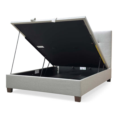 Side profile of the Hadley King bed, emphasizing the clean lines of the upholstered rails and the plush depth of the headboard.