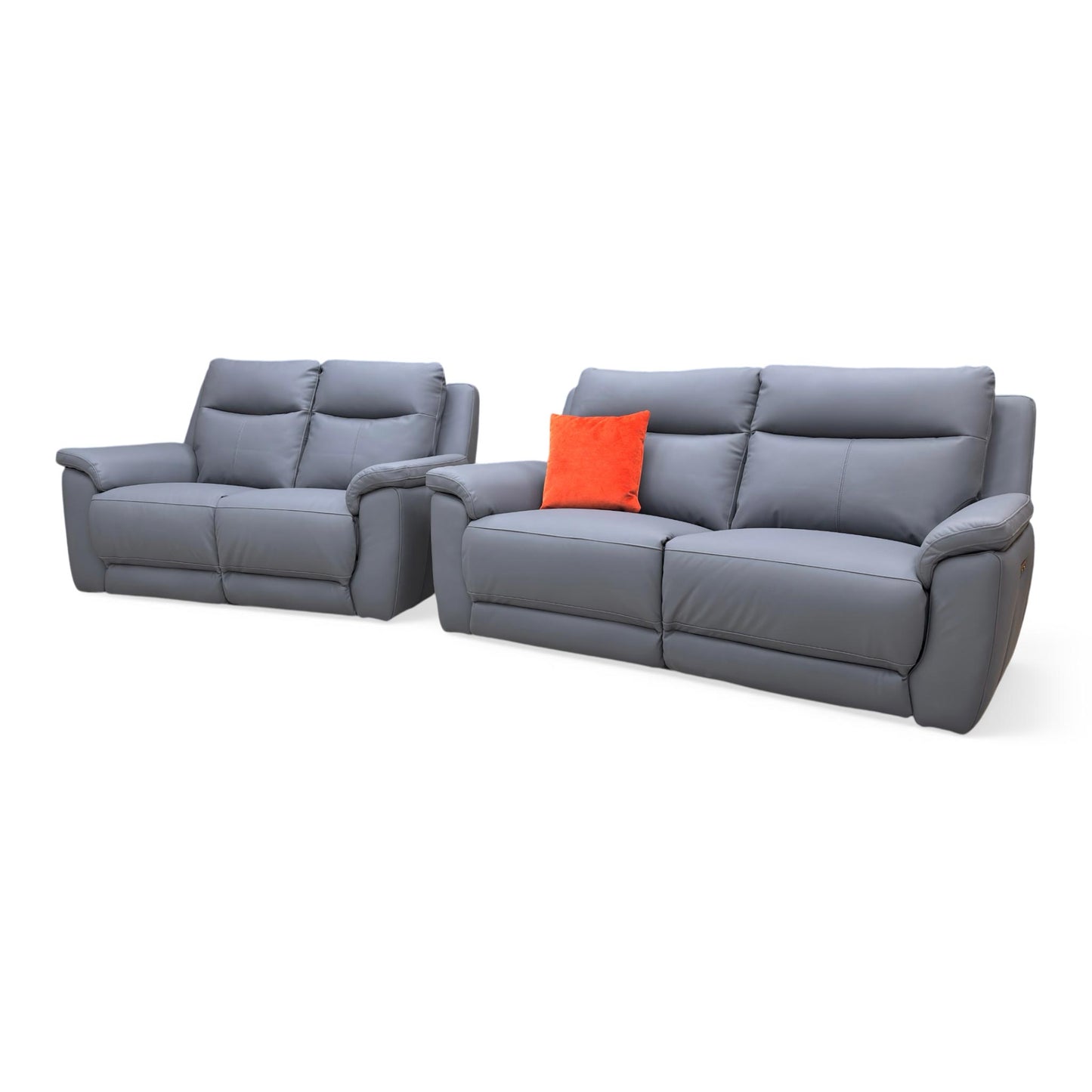 Side profile of the 2-seater sofa in a reclined position, showing the extended leg support and the ergonomic backrest alignment.