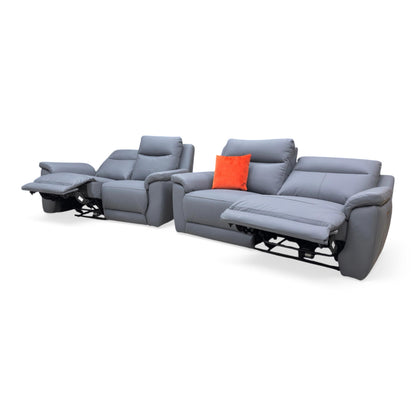 Side profile of the 2-seater sofa in a reclined position, showing the extended leg support and the ergonomic backrest alignment.