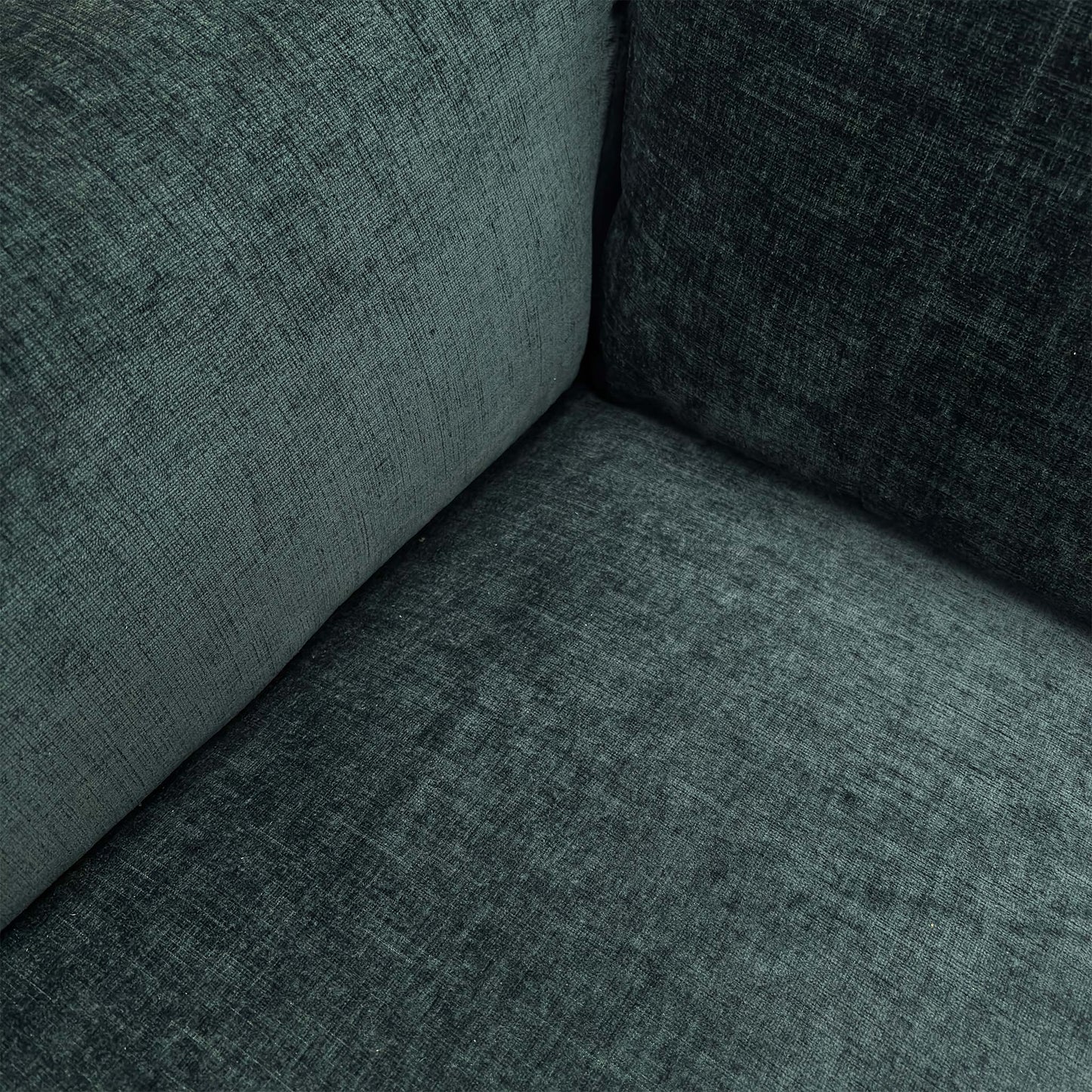 Close-up of the Forest Green linen-style fabric, highlighting the depth of color and the premium textured weave.