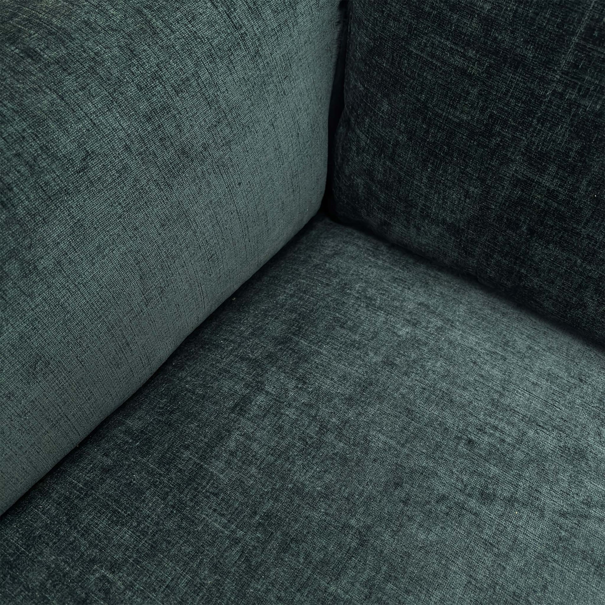Close-up of the Forest Green linen-style fabric, highlighting the depth of color and the premium textured weave.