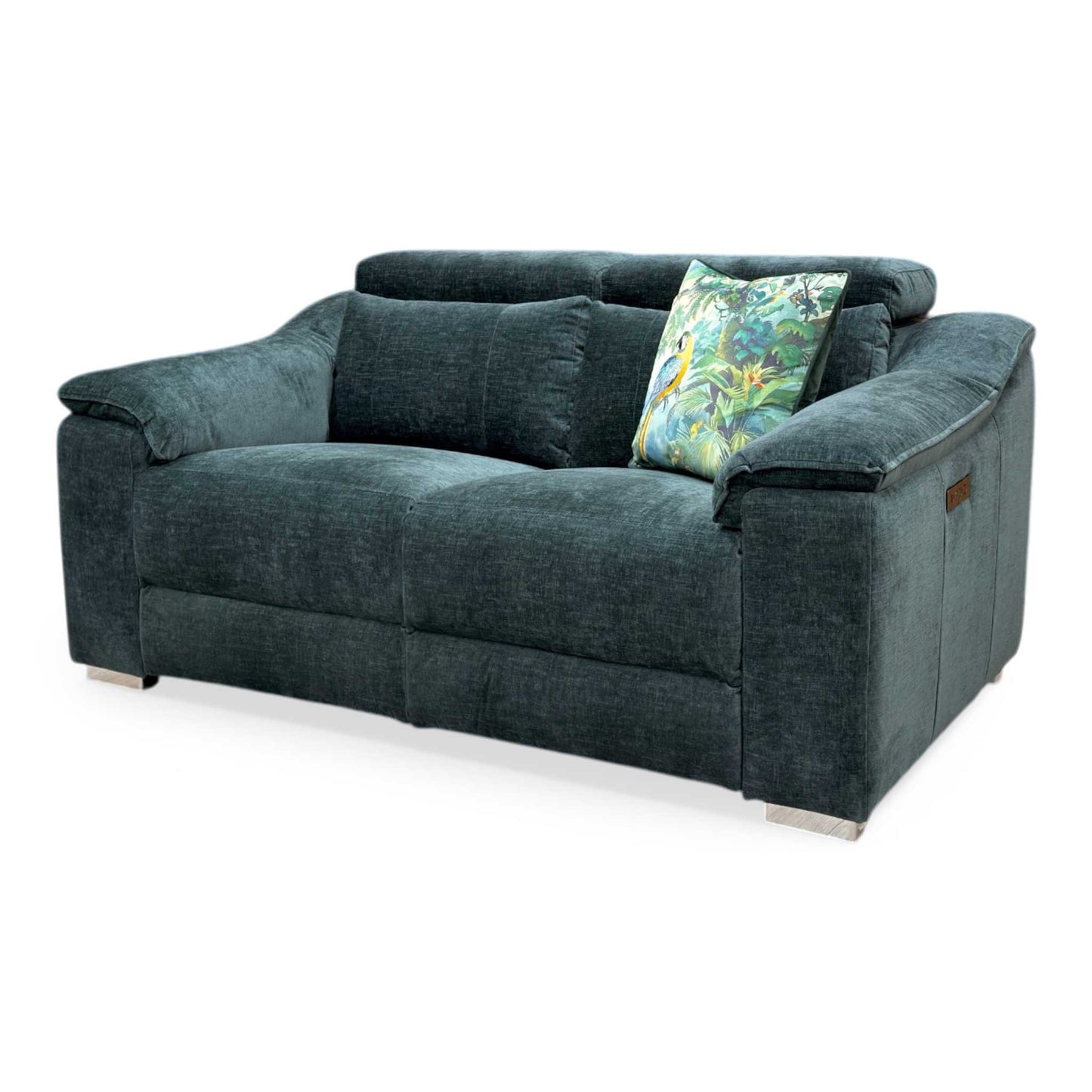 Side profile of the Geneva sofa in a fully reclined position, emphasizing the ergonomic support and the extended leg rest.