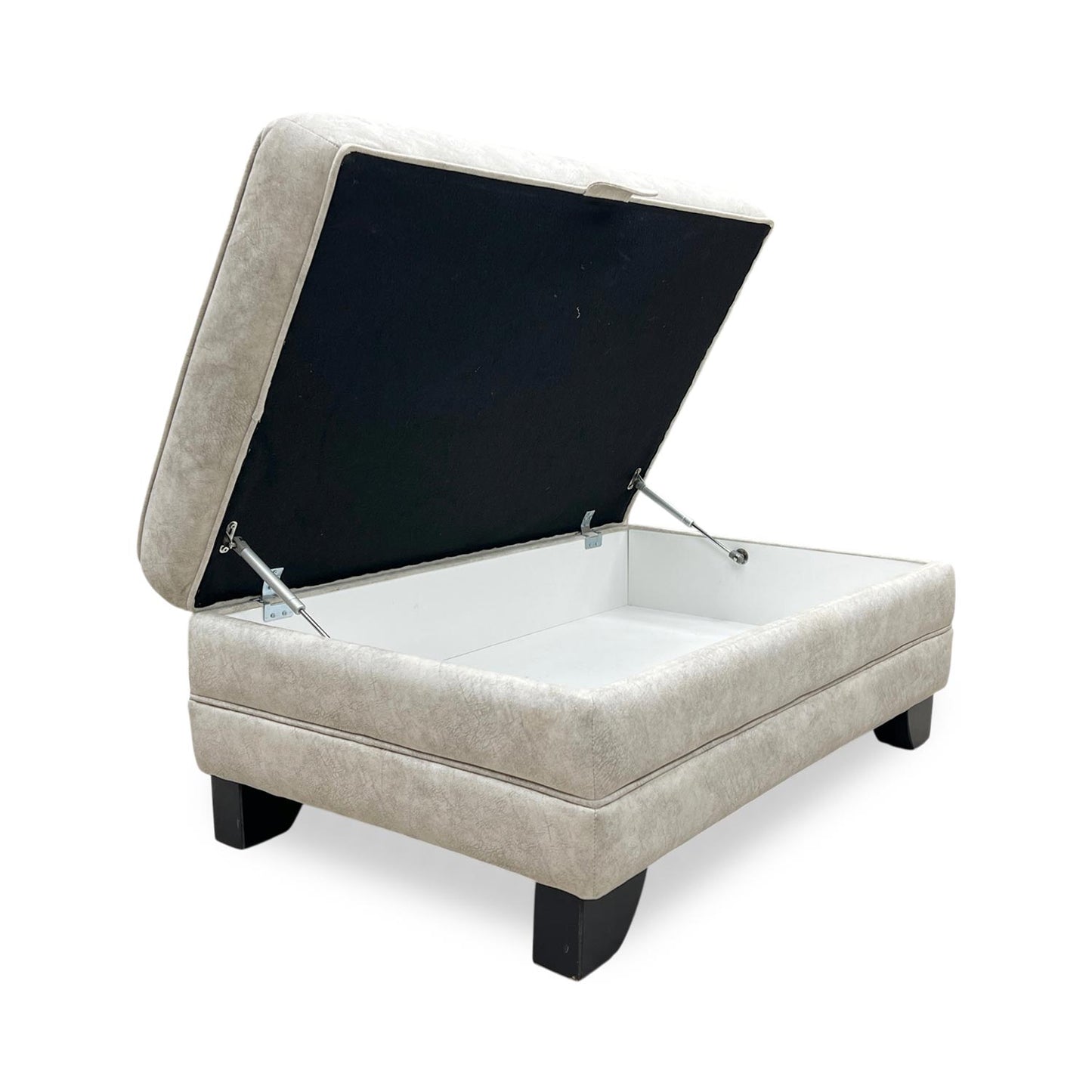 Side shot of the Mariah footstool, emphasizing the storage.