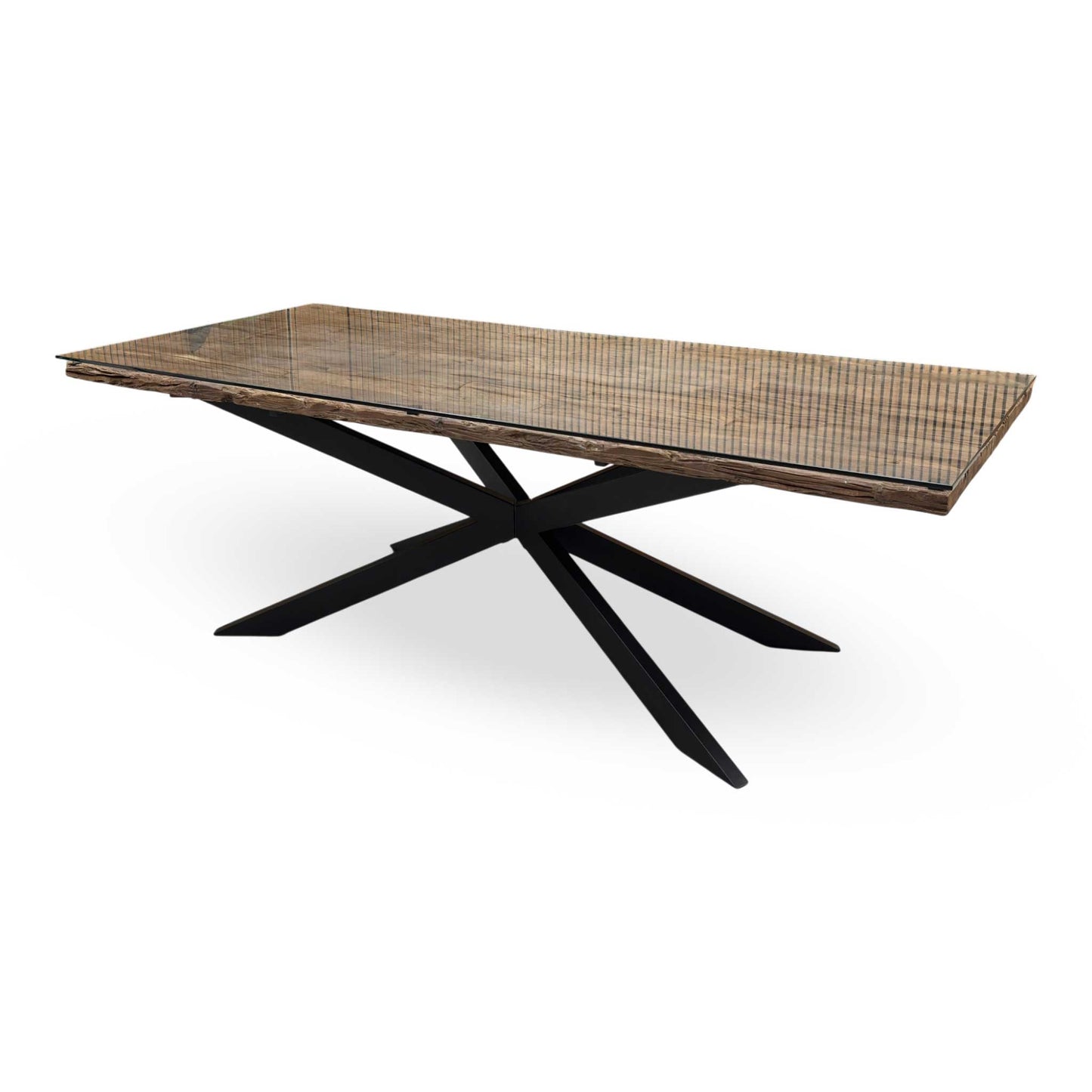 Angled perspective view of the Kiara dining table, emphasizing the ample surface area for large family gatherings and dinner parties.