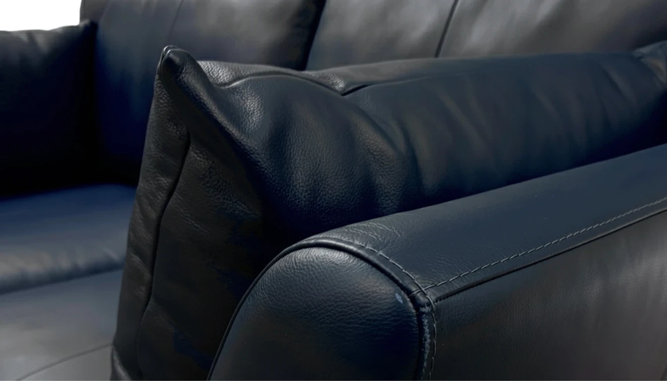 'Calista' Deep Spring Blue Leather 2 Seater Sofa