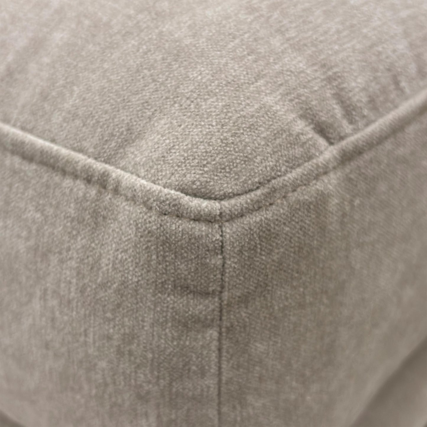 Close-up of the Taupe fabric upholstery on the Brixton sofa, showcasing the soft-touch woven texture and durable finish.