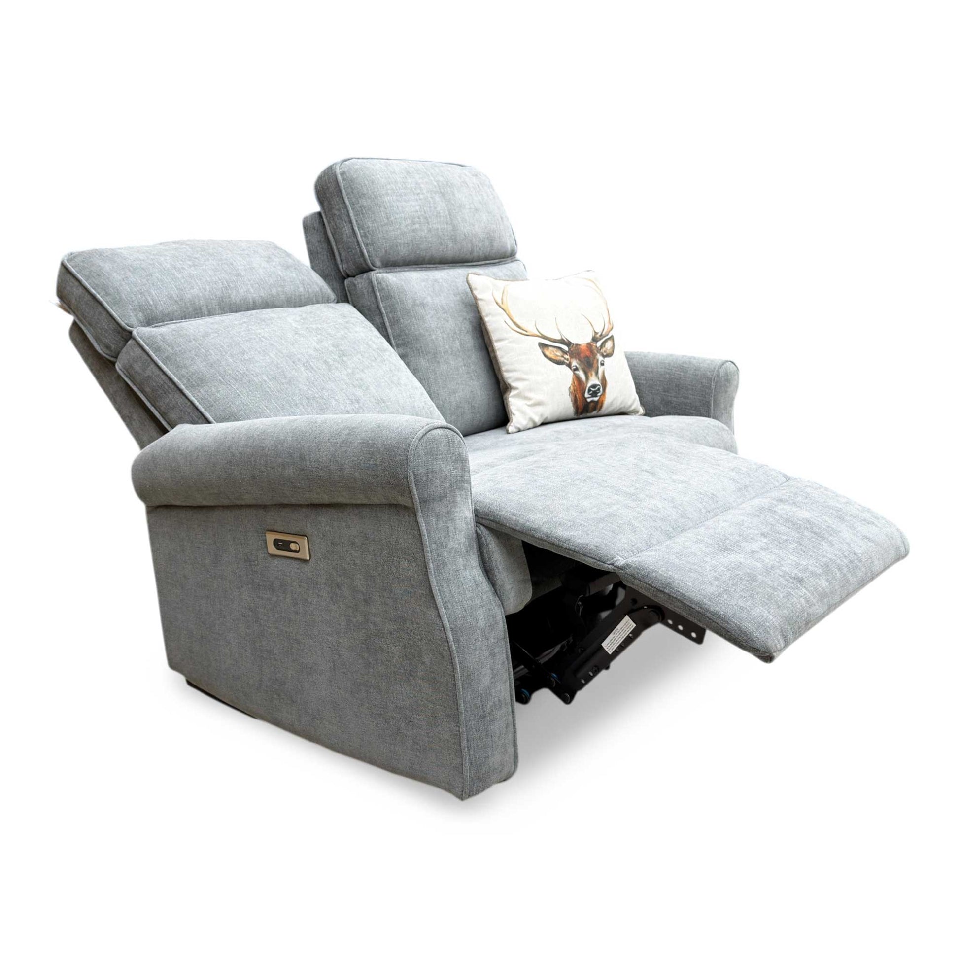 ‘Jessica' Dark Grey Fabric 2 Seater Power Recliner Sofa