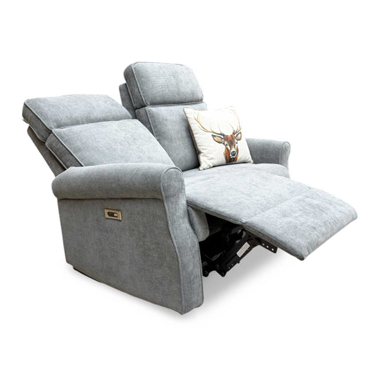 ‘Jessica' Dark Grey Fabric 2 Seater Power Recliner Sofa