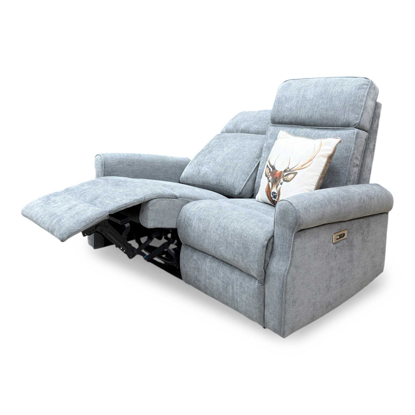 ‘Jessica' Dark Grey Fabric 2 Seater Power Recliner Sofa - product photo 7
