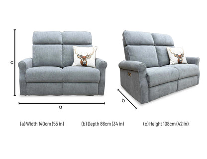 ‘Jessica' Dark Grey Fabric 2 Seater Power Recliner Sofa - product photo 10