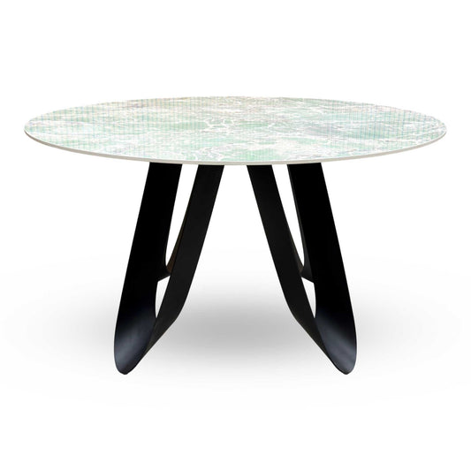 ‘Minnesota’ Green Ceramic Top 135cm Round Dining Table