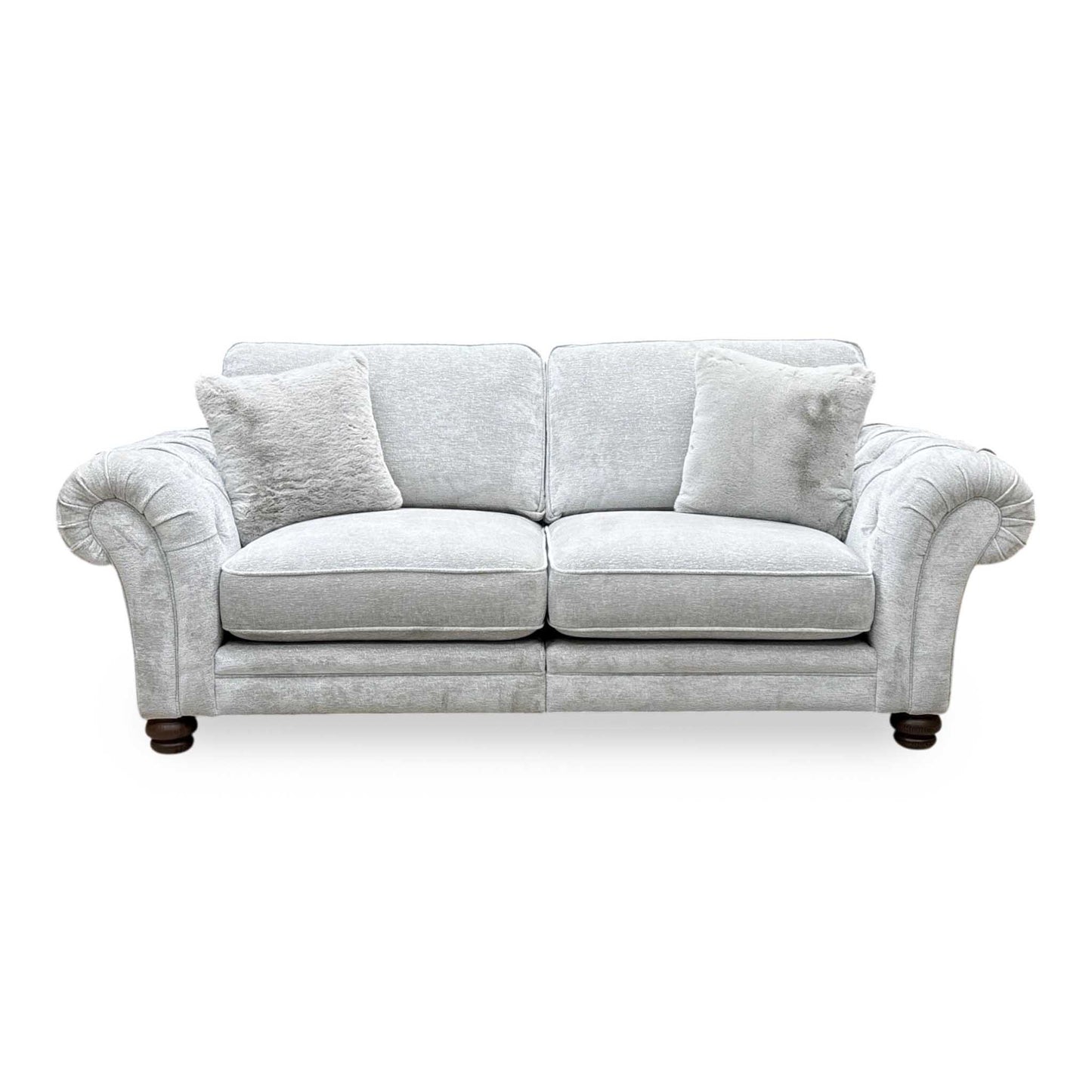 Ideal Home ‘Cotswold’ Burford Platinum Grey Fabric 3 Seater Classic Back Split Frame Sofa Furniture Village