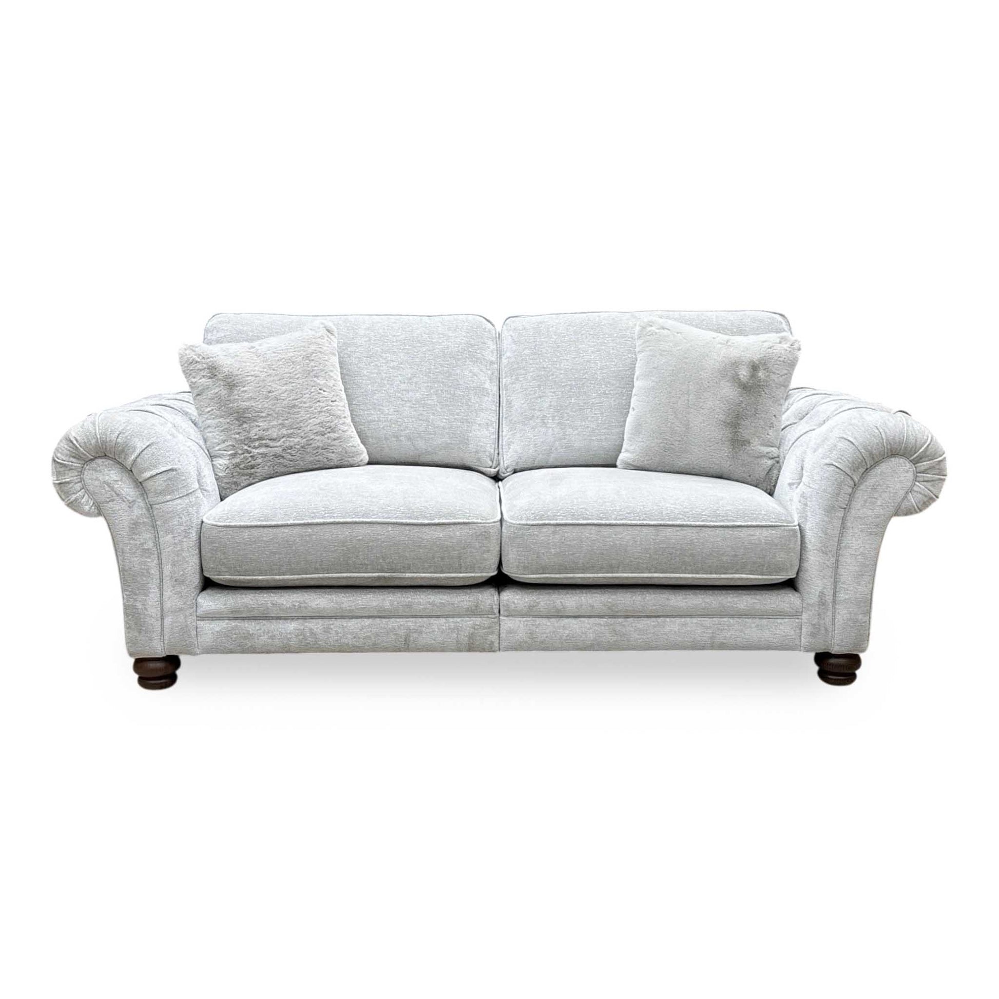 Ideal Home ‘Cotswold’ Burford Platinum Grey Fabric 3 Seater Classic Back Split Frame Sofa Furniture Village