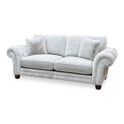 Ideal Home ‘Cotswold’ Burford Platinum Grey Fabric 3 Seater Classic Back Split Frame Sofa Furniture Village