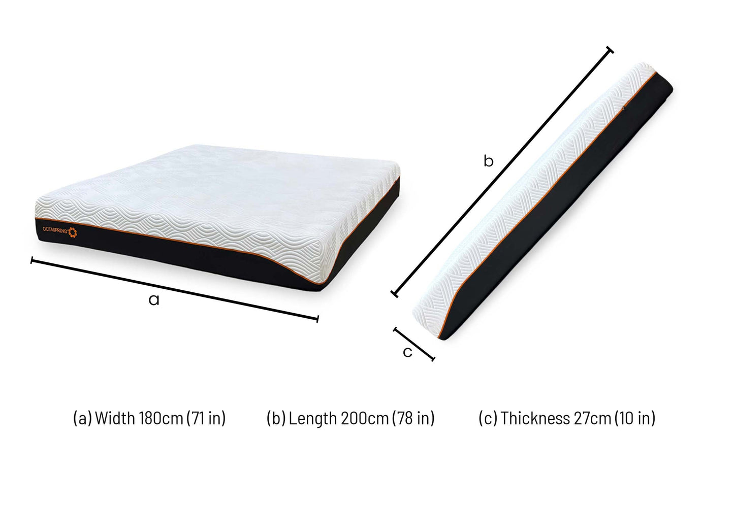 Technical dimension diagram for the Dormeo Octaspring Hybrid Super King Mattress, displaying standard dimensions for overall width, length, and depth.