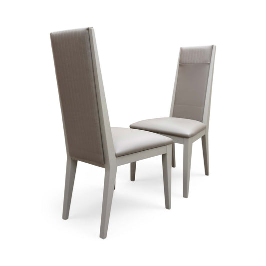 ‘Lusso’ Taupe Panelled Faux Leather Dining Chairs - Set of 2