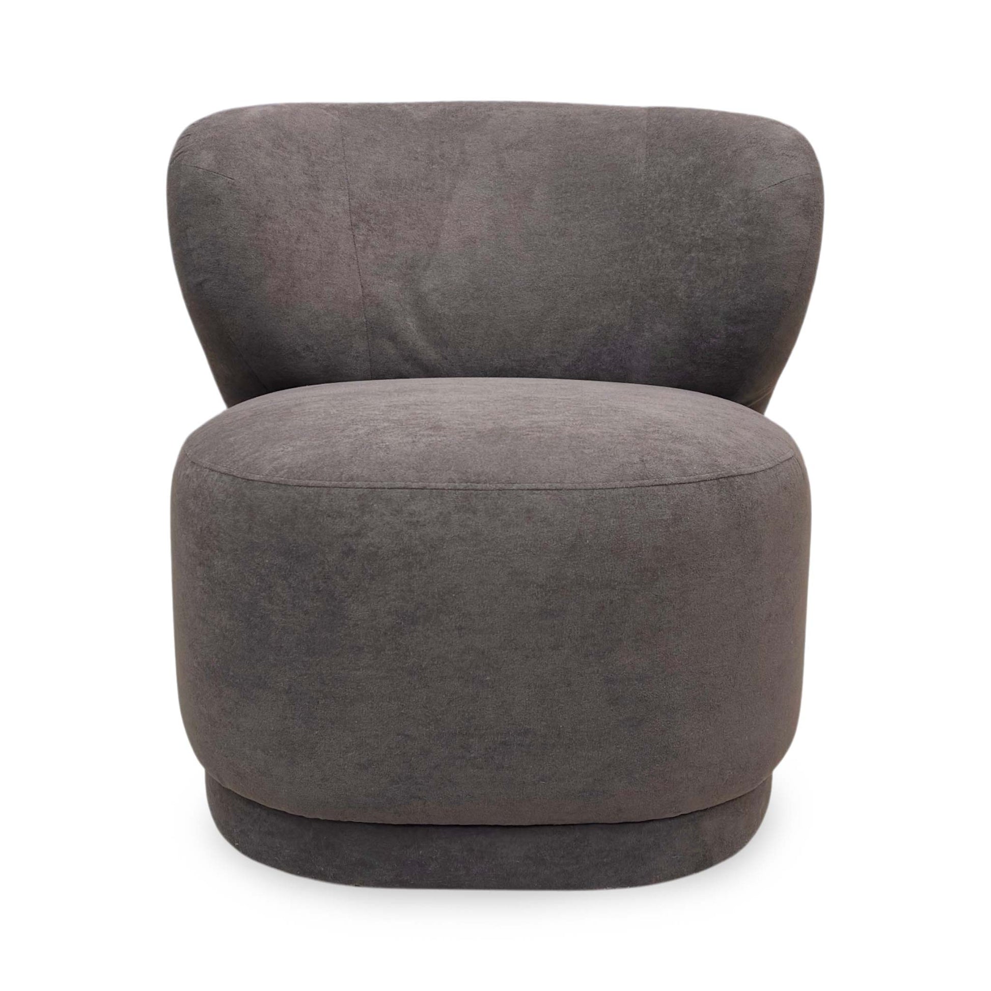 Front-facing view of the Mazetti accent chair, showcasing its clean lines, contemporary simple design, and welcoming deep seat cushion.