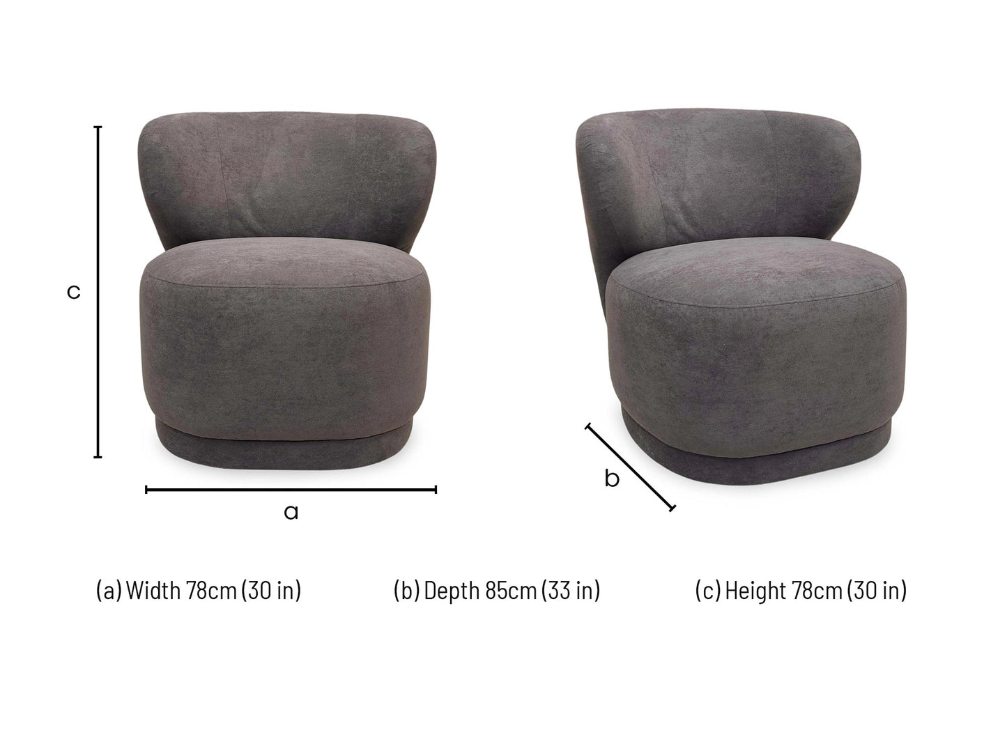 dimensions for the DFS ‘Mazetti’ Praline Brown Palmero Plain Fabric Accent Chair.