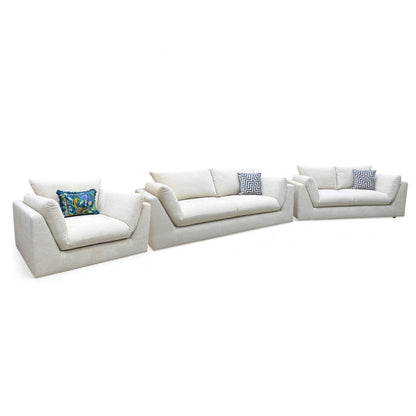 ‘Kalista’ Cream Palmero Plain Velvet 3 + 2 Seater Sofa with Cuddler Set