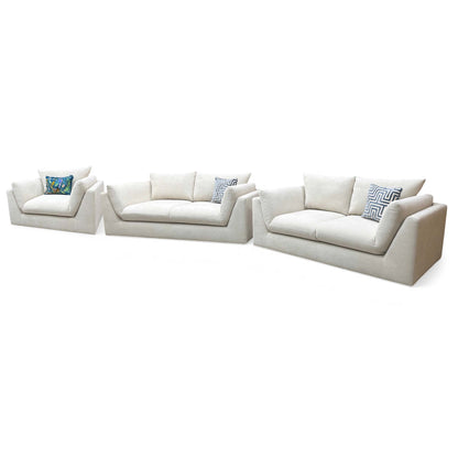 ‘Kalista’ Cream Palmero Plain Velvet 3 + 2 Seater Sofa with Cuddler Set