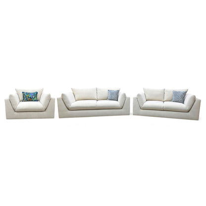 ‘Kalista’ Cream Palmero Plain Velvet 3 + 2 Seater Sofa with Cuddler Set