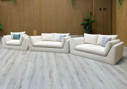 ‘Kalista’ Cream Palmero Plain Velvet 3 + 2 Seater Sofa with Cuddler Set
