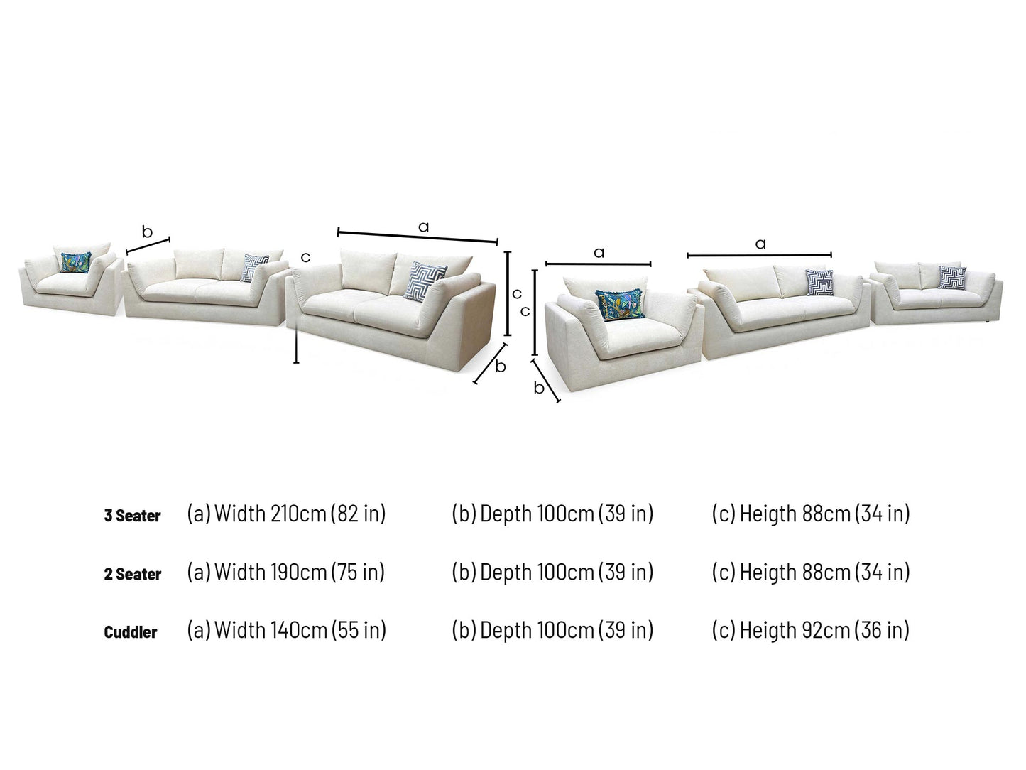 ‘Kalista’ Cream Palmero Plain Velvet 3 + 2 Seater Sofa with Cuddler Set