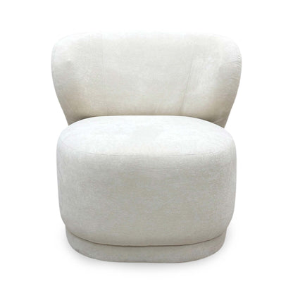 Front view of the cream velvet accent chair, highlighting its clean tailored silhouette, comfortable padded seat cushion, and supportive backrest.