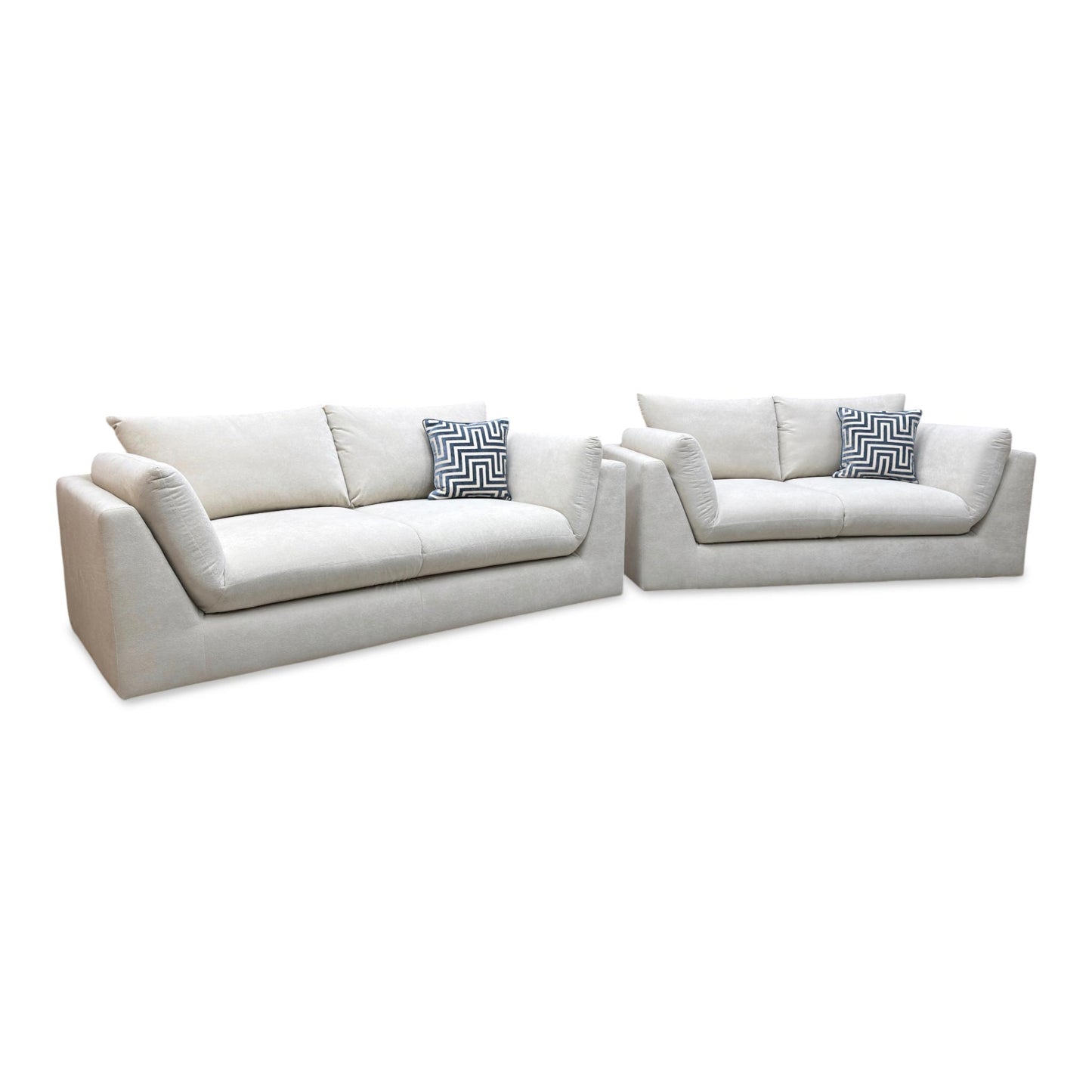 ‘Kalista’ Cream Palmero Plain Velvet 3 + 2 Seater Sofa Set