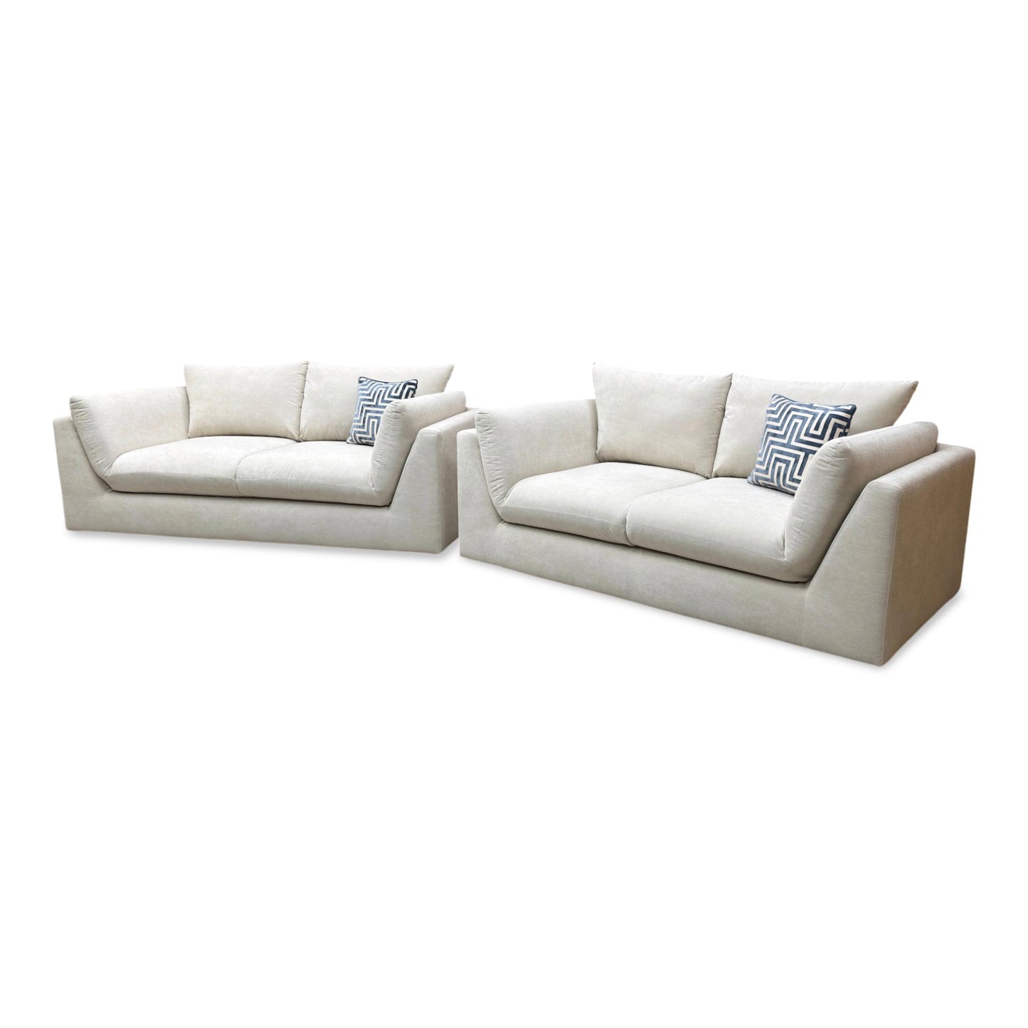 ‘Kalista’ Cream Palmero Plain Velvet 3 + 2 Seater Sofa Set