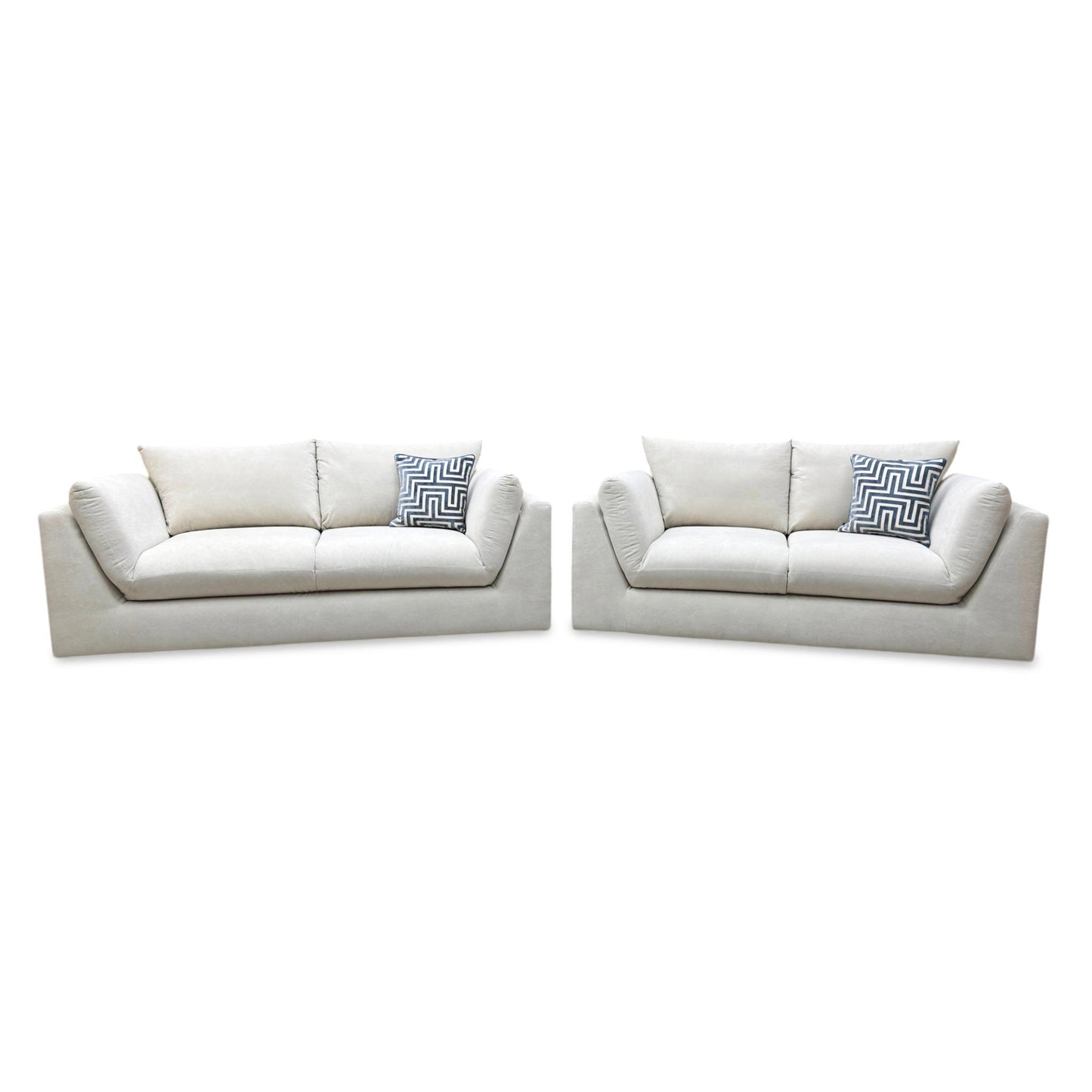 ‘Kalista’ Cream Palmero Plain Velvet 3 + 2 Seater Sofa Set