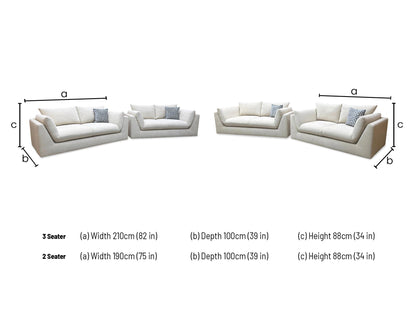 ‘Kalista’ Cream Palmero Plain Velvet 3 + 2 Seater Sofa Set
