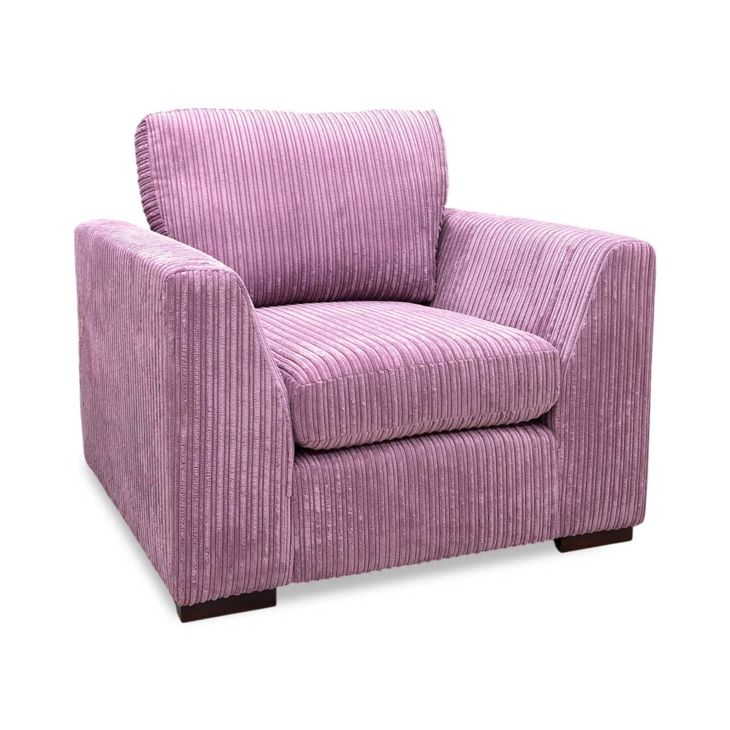 ‘Heydon’ Lilac Purple Marley Jumbo Cord Armchair