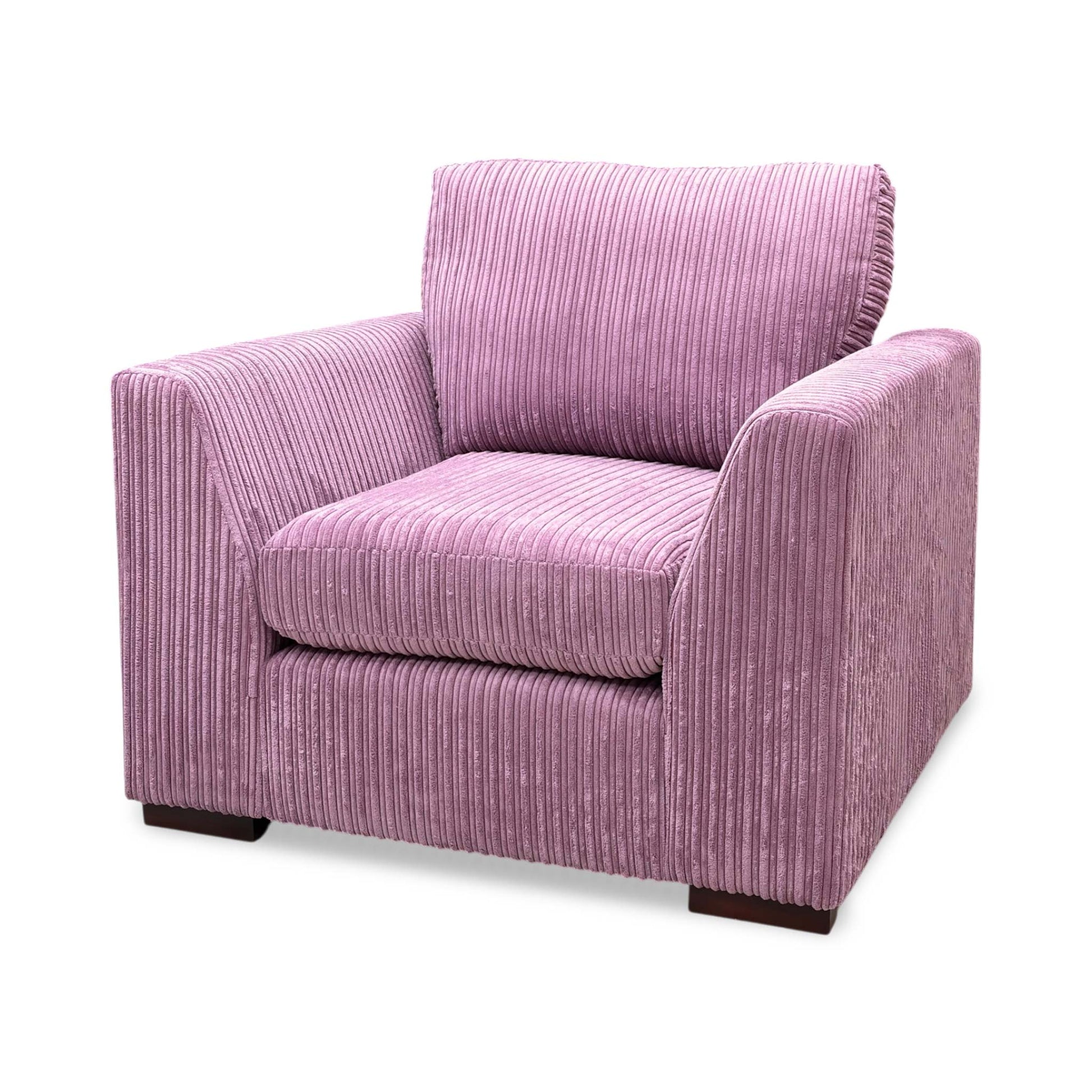 ‘Heydon’ Lilac Purple Marley Jumbo Cord Armchair - product photo 5