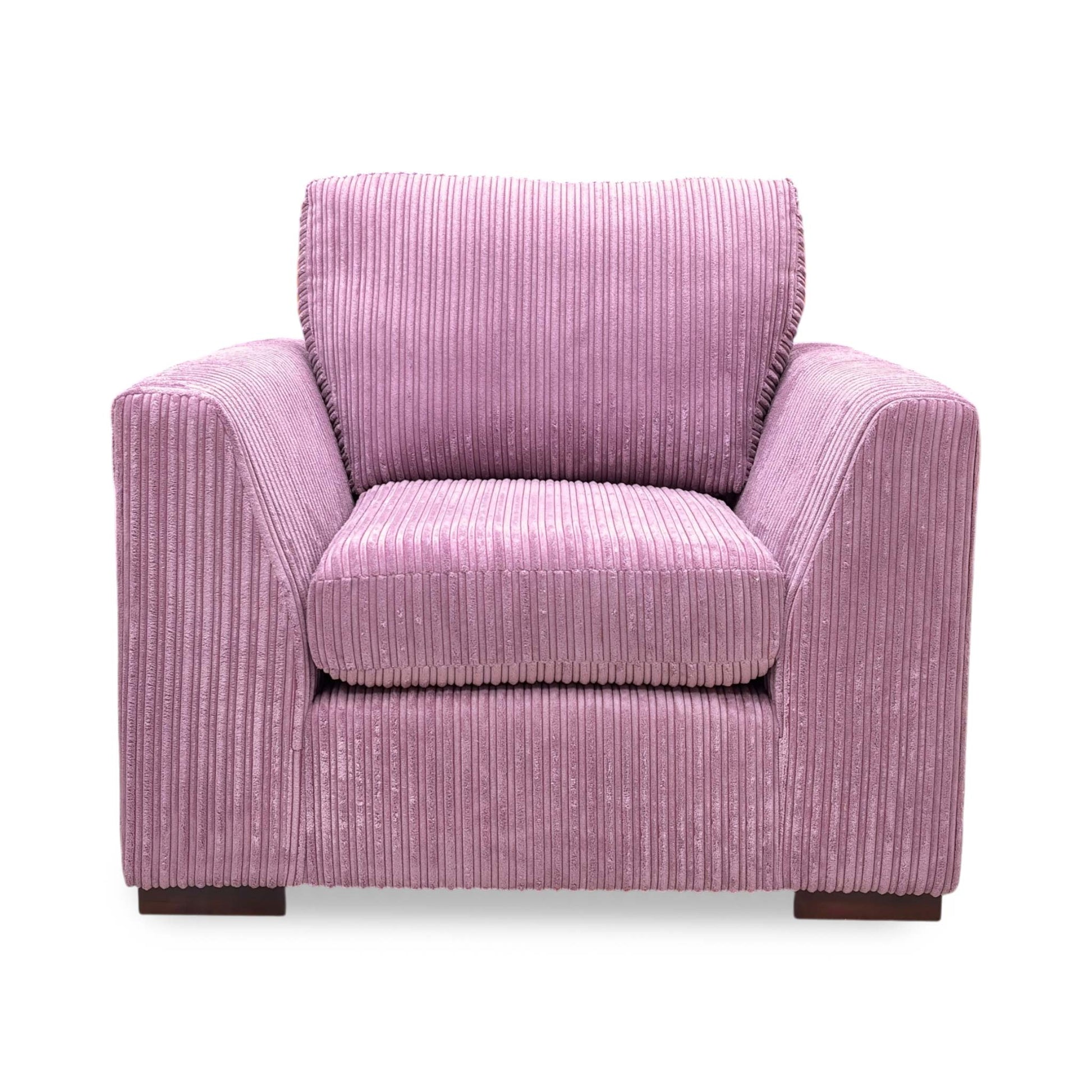 ‘Heydon’ Lilac Purple Marley Jumbo Cord Armchair - product photo 4