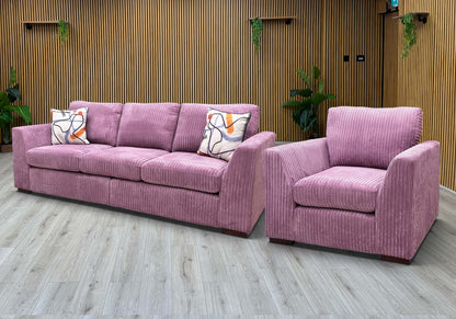 ‘Heydon’ Lilac Purple Marley Jumbo Cord 4 Seater Split Frame Sofa + Armchair - product photo 2