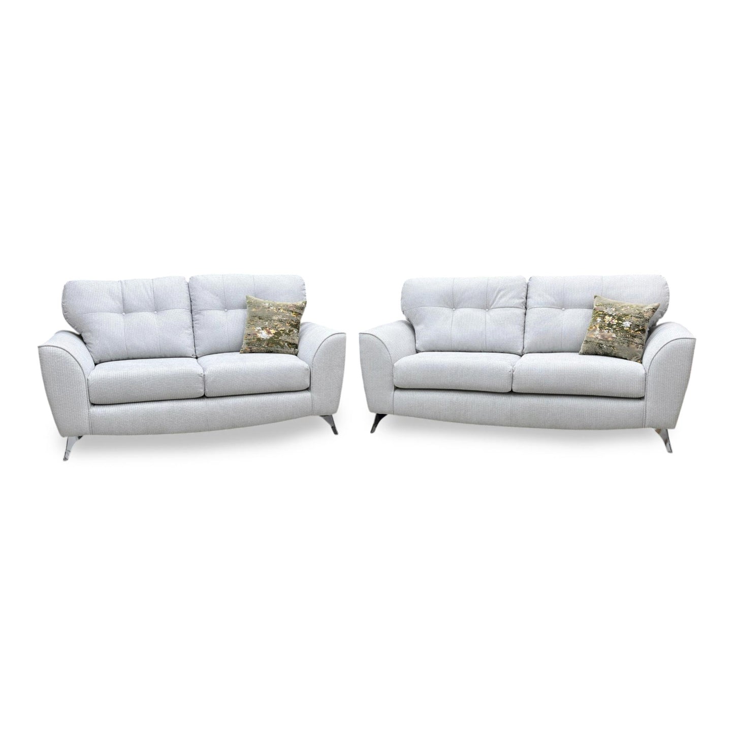 Front-facing shot of the Dawson 3-seater sofa, showcasing its twin thick-filled seat cushions, neat supportive backrest, and classic armrest contours.