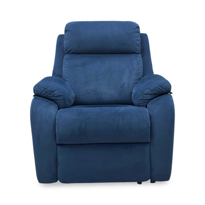 Front view of the G Plan Kingsbury chair in its fully reclined position, showing the seamless extension of the footrest for ultimate relaxation.