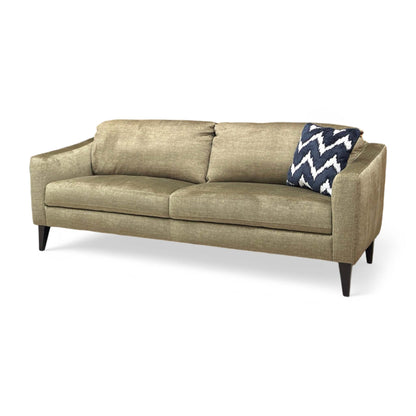 the Oslo Vogue Olive Green Velvet 3 Seater Sofa, demonstrating the fabric’s soft sheen, the firmness of the back cushions, and overall build quality.