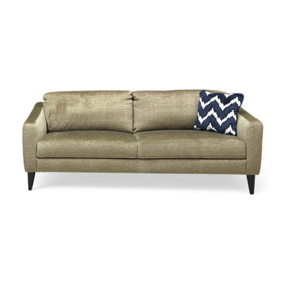 Front view shot of the stylish tapered legs, showing the sturdy support and the modern finish of the sofa's base.