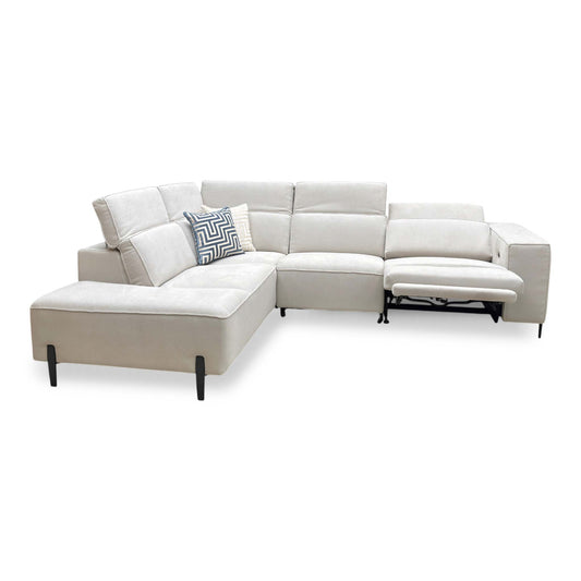 ‘San Antonio’ Natural Fabric Power Recliner Left Hand Corner Group with Charging Ports