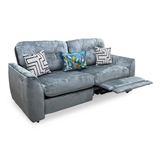 ‘Margate’ Bluish Grey Fabric 3 Seater Power Incliner Sofa