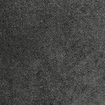 High-definition close-up shot of the charcoal fabric upholstery, highlighting its fine textured weave, rich dark grey tonal depth, and high-quality tailored seams.