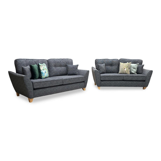 ‘Halstow’ Charcoal Fabric 3 + 2 Seater Sofa Set