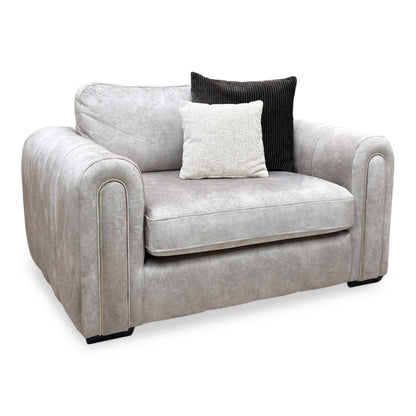 'Amara' Dapple Stone Fabric 3 Seater + Snuggle Chair Sofa Set