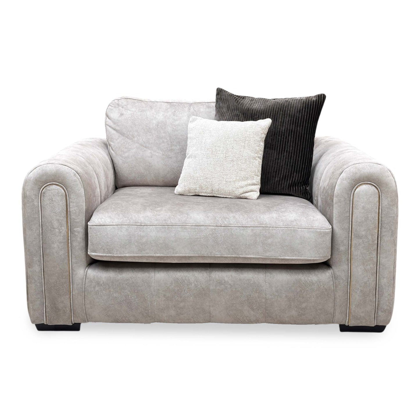'Amara' Dapple Stone Fabric 3 Seater + Snuggle Chair Sofa Set