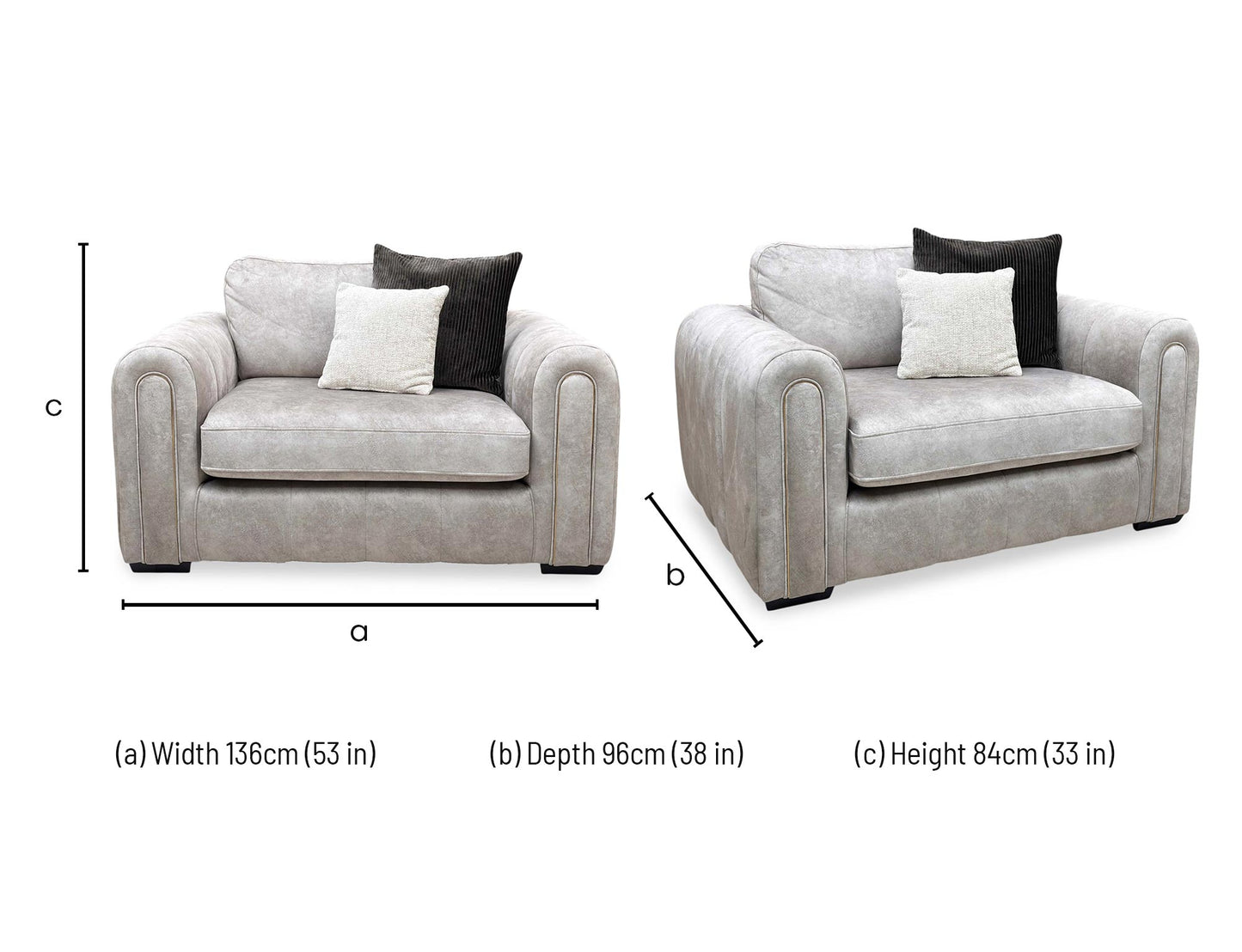 'Amara' Dapple Stone Fabric 3 Seater + Snuggle Chair Sofa Set
